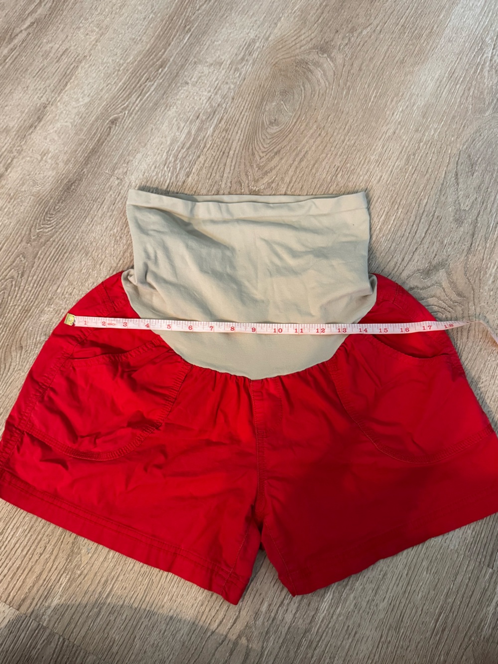 Maternity Bright Red Shorts-full panel